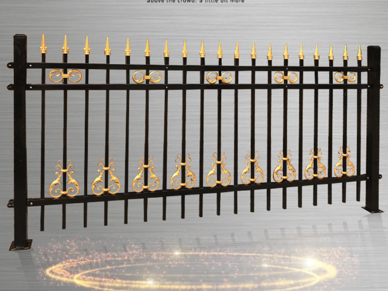 Cheap Wrought Iron railing fence panels villa Fence Panel Black Galvanized Steel iron fences prices