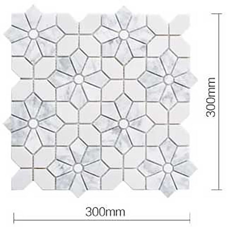 Carrara White Color Sliced Marble Stone Tile Hexagon Mosaic for Backsplash and Garden Flooring