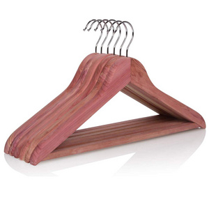 cheap price Solid Red Cedar Wood Coat Hangers with Non-Slip Bar Wooden Suit Hangers for Refreshing Closet Wooden Hangers