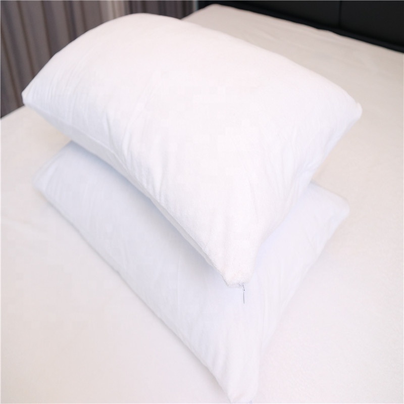 Pure white waterproof pillow case terry cotton material pillow case