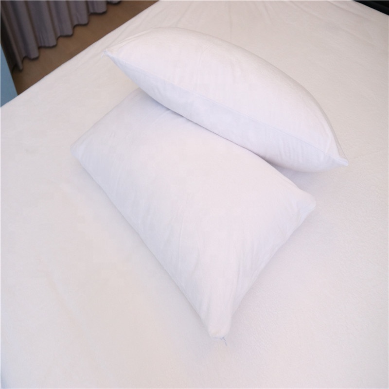 Pure white waterproof pillow case terry cotton material pillow case