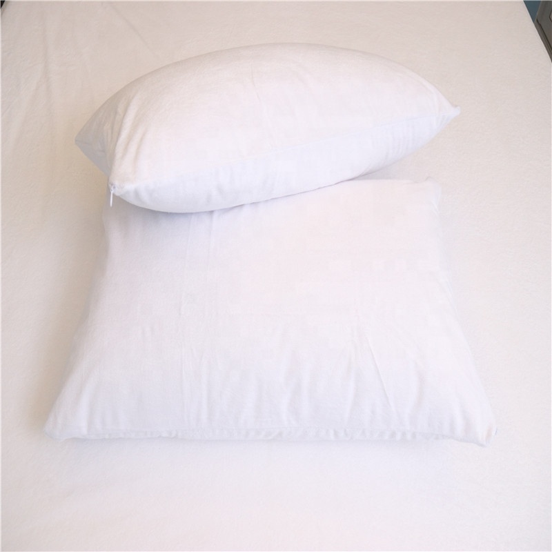 Pure white waterproof pillow case terry cotton material pillow case