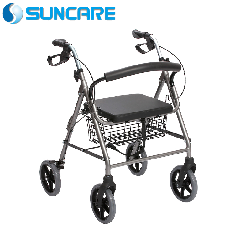 Storage Bag Soft Seat convenient Medical Comfortable wheels rollator aluminum walker