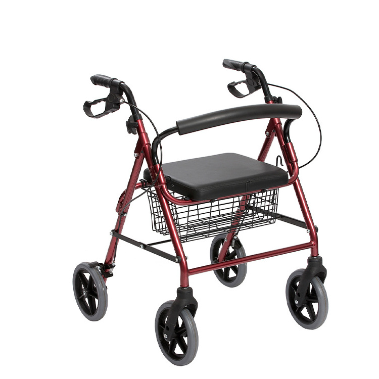 Storage Bag Soft Seat convenient Medical Comfortable wheels rollator aluminum walker