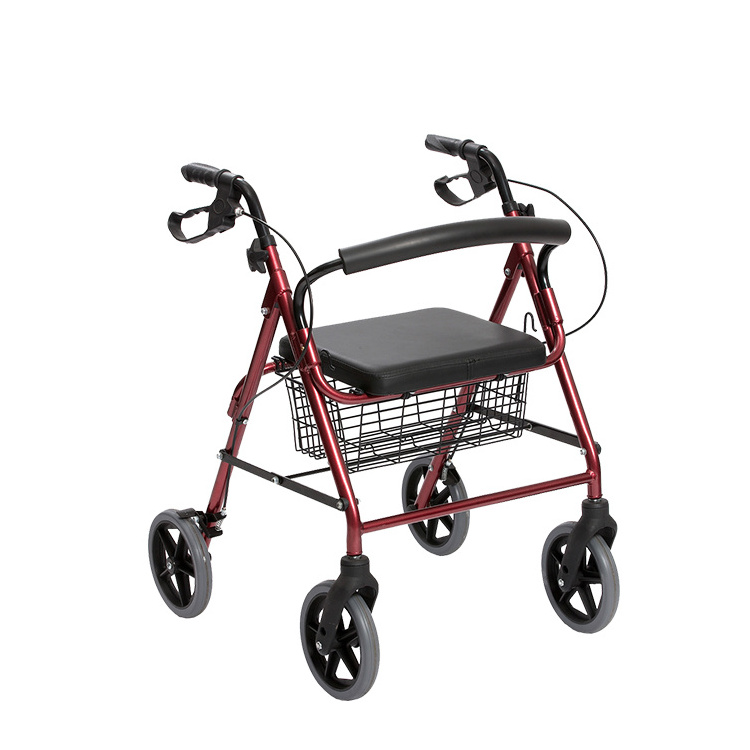 Storage Bag Soft Seat convenient Medical Comfortable wheels rollator aluminum walker