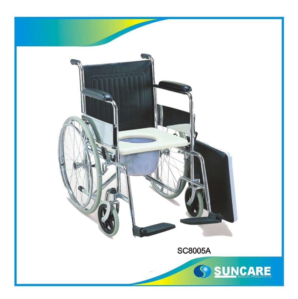 Hospital best sale cerebral palsy used manual folding reclining commode wheelchair for elder