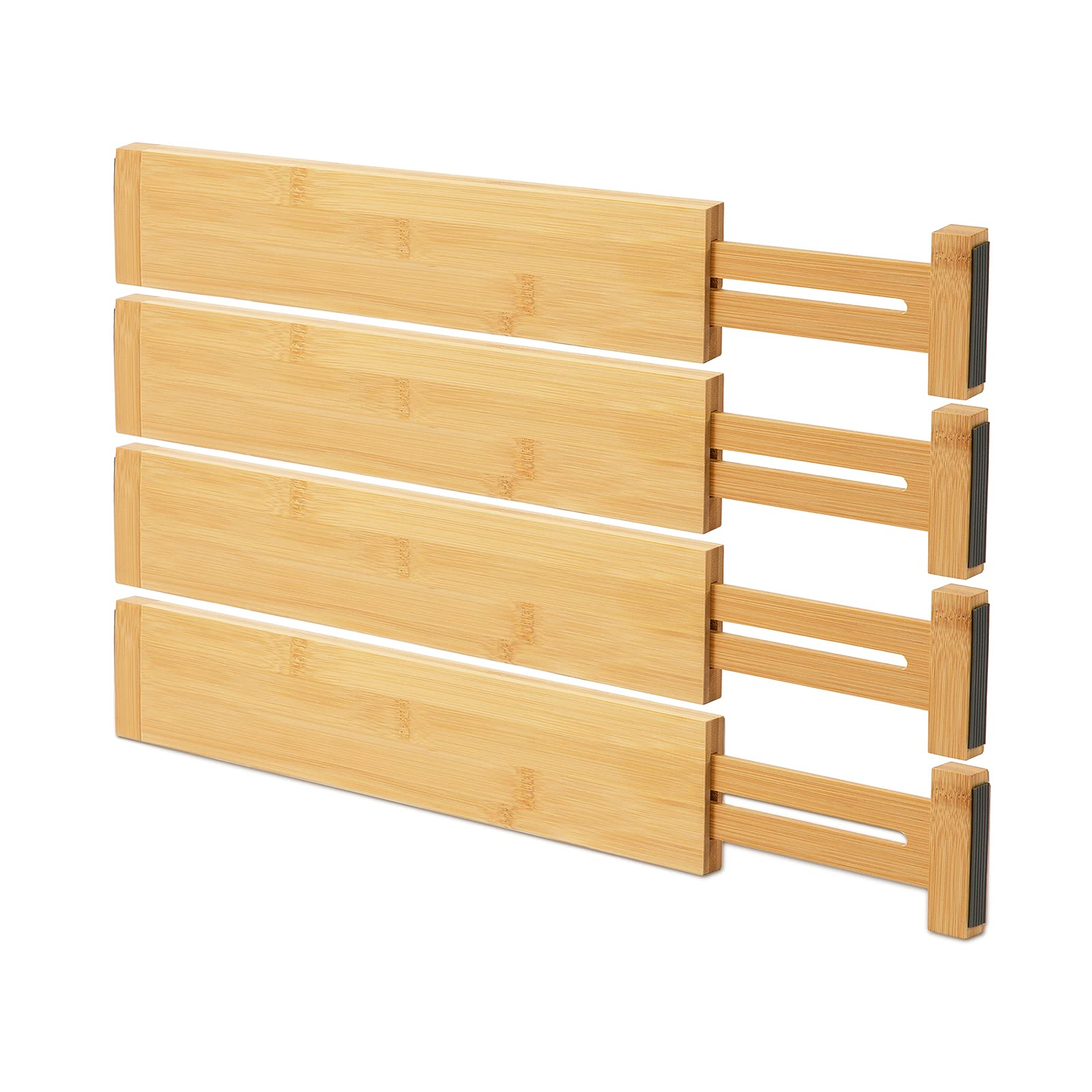 Hot Sales Bamboo Drawer Divider set of 4 Deep Kitchen Drawer Storage for Clothes Dresser Bedroom Office and Kitchen