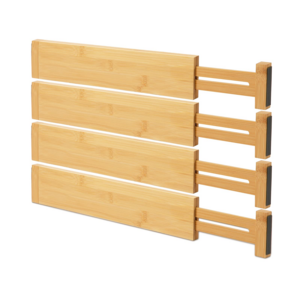 Hot Sales Bamboo Drawer Divider set of 4 Deep Kitchen Drawer Storage for Clothes Dresser Bedroom Office and Kitchen