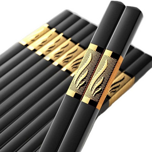 Custom logo black chinese alloy plastic wedding chopsticks wholesale metal reusable chopsticks gift