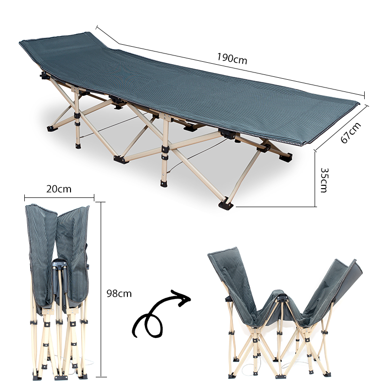 Popular Foldable Camping Bed Portable Heavy Duty Folding Cot Fold Up Camping Bed for Hiking Folding Camping Bed