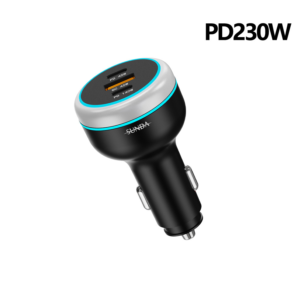 PD140W 230W Fast Car Charging 3ports Dual USB Type C QC 3.0 Car Charger Adapter Cell Phone Mobile Phones Fast Charger in car