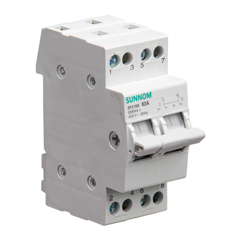 SF Series 2p 63a 400v Din Rail Mount Isolating Switch Modular Changeover Switch ON OFF ON