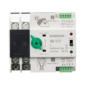 SUNNOM Din Rail 2P 40A 63A 125A 230V Photovoltaic PV solar dc ats dual power  automatic transfer switch for solar power system