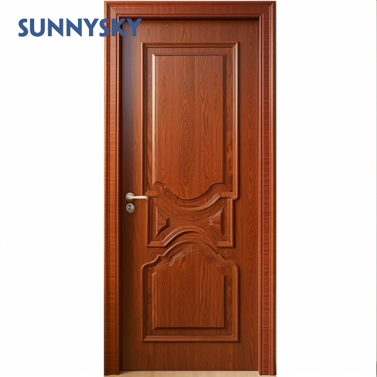 Sunnysky high quality luxury house bedroom doors frame single panel solid soundproof modern simple design interior wooden door