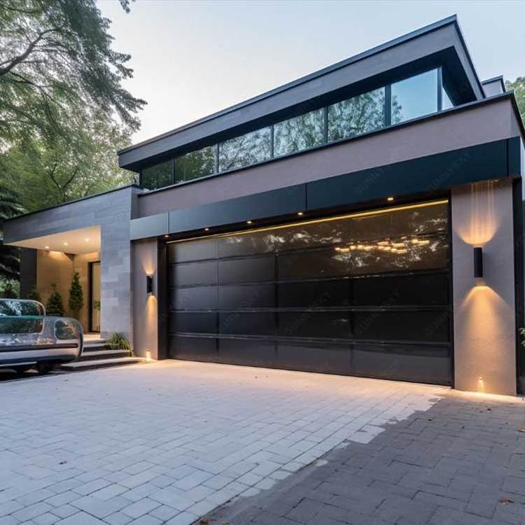 Aluminum Full View Garage Doors High Quality Custom Glass Modern Aluminum Alloy China Top Manufacturer Villa Luxury Garage Door