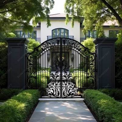 Sunnysky Design Luxury French Style Wrought Iron Main Gates Beautiful Residential Gate Designs and Models