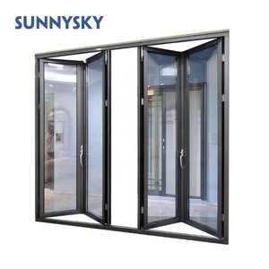 Exterior Bifold Doors Modern designs Aluminum Alloy Double Tempered Glass Bi Folding Door Patio