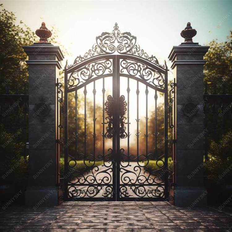 Sunnysky Exterior metal driveway gates main iron gate designs wrought iron garden design gate