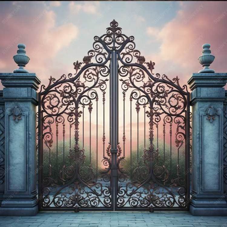 Sunnysky Exterior metal driveway gates main iron gate designs wrought iron garden design gate