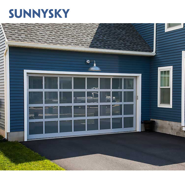 Sunnysky 9x8 9x7 16x7 plexiglass garage door full view aluminum tempered glass panel