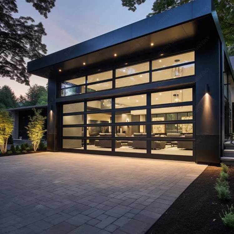 Aluminum Full View Garage Doors High Quality Custom Glass Modern Aluminum Alloy China Top Manufacturer Villa Luxury Garage Door