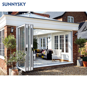 Sunnysky Exterior interior white aluminum glass bifold inserts folding patio sunroom restaurant hinge doors price