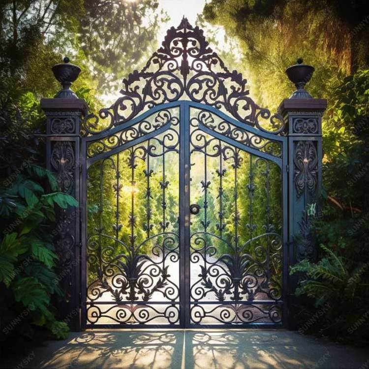 Sunnysky Design Luxury French Style Wrought Iron Main Gates Beautiful Residential Gate Designs and Models