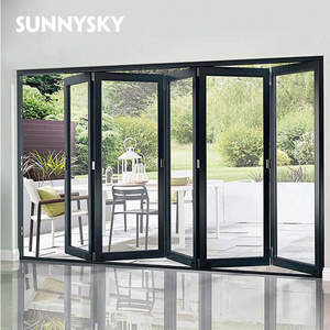 Accordion partition aluminum casting folding door with wire mesh