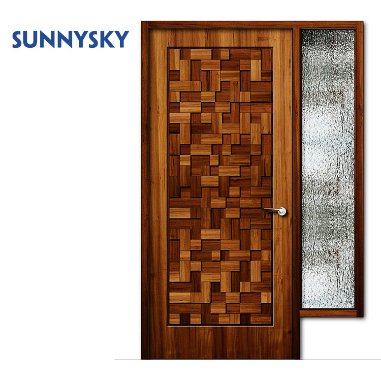 Custom high quality bedroom door luxury solid teak wood single design plain bedroom wooden door for interior