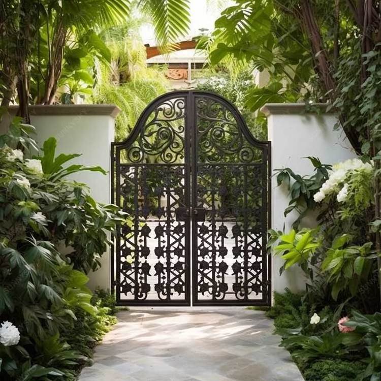 Sunnysky Design Luxury French Style Wrought Iron Main Gates Beautiful Residential Gate Designs and Models