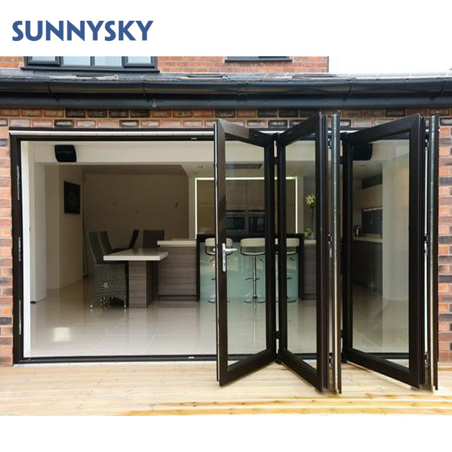 Sunnysky Exterior interior white aluminum glass bifold inserts folding patio sunroom restaurant hinge doors price