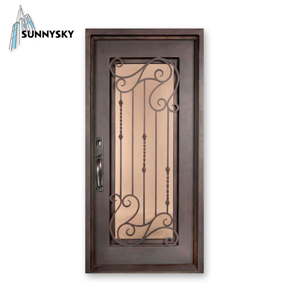 Latest model price works reviews wrought iron door design for house entrance