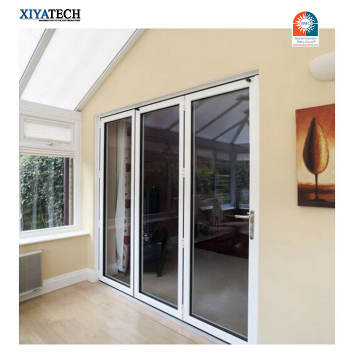 Sunnysky Professional Factory Soundproof House Exterior Aluminum French Glass Folding Doors exterior glass panel doors