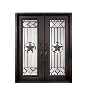 Doors Wrought Iron Low MOQ High Quality Ornamental USA Steel Swing Customized Modern Painted Entry Doors Exterior Villa Finished