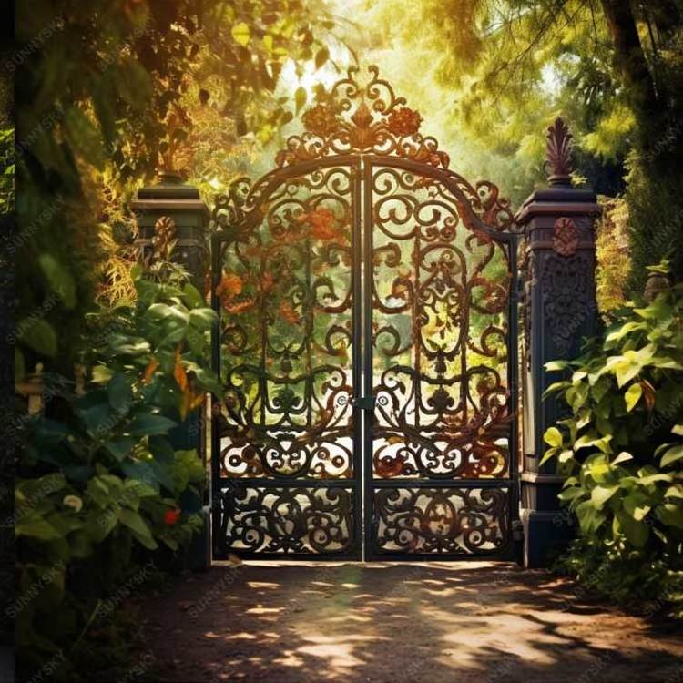 Sunnysky Design Luxury French Style Wrought Iron Main Gates Beautiful Residential Gate Designs and Models