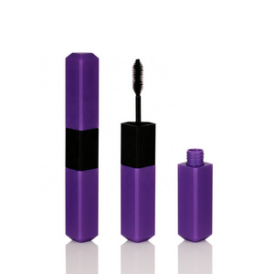 two sides 14ml purple triangle container matte mascara tube packaging with mascara brush applicator