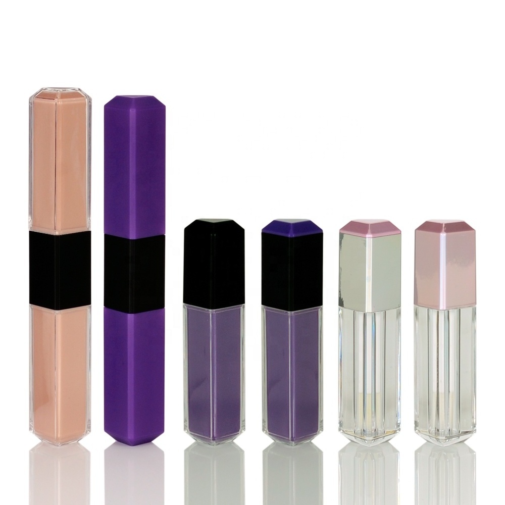 two sides 14ml purple triangle container matte mascara tube packaging with mascara brush applicator