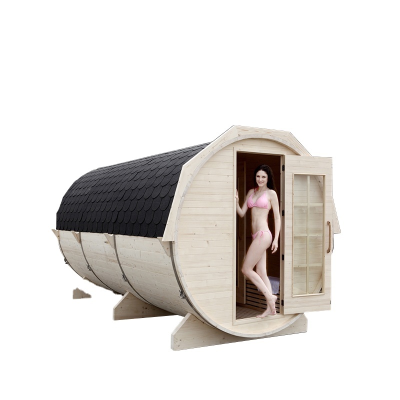 Sunrans 4-10 people outdoor home wood barrel sauna