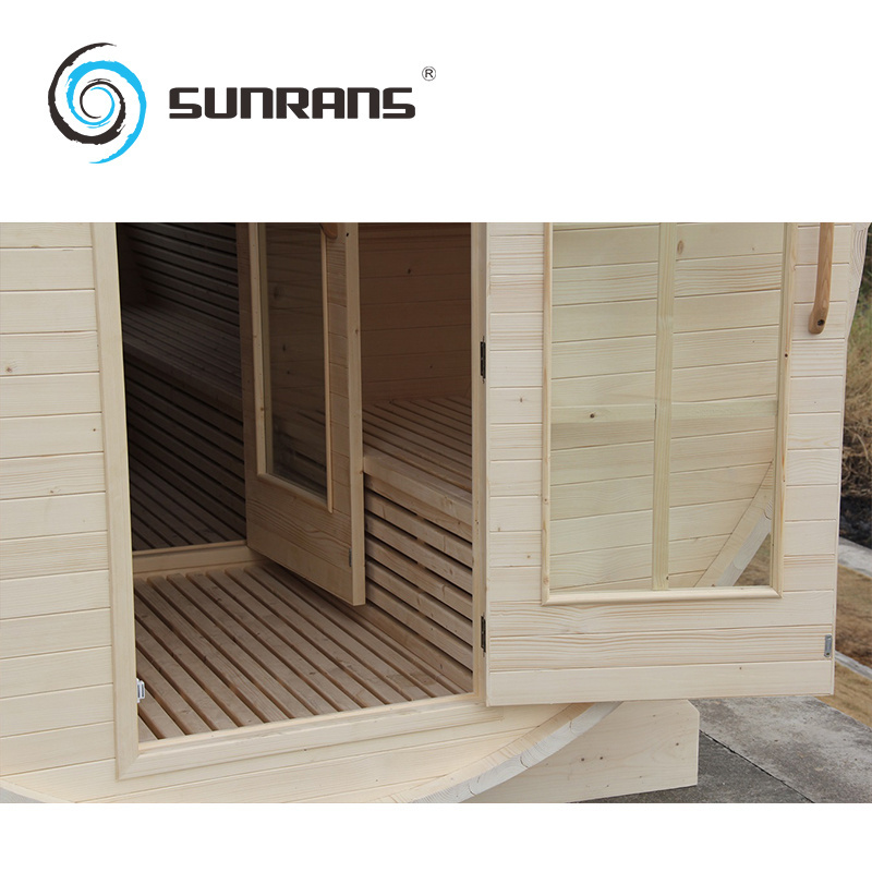 Sunrans 4-10 people outdoor home wood barrel sauna