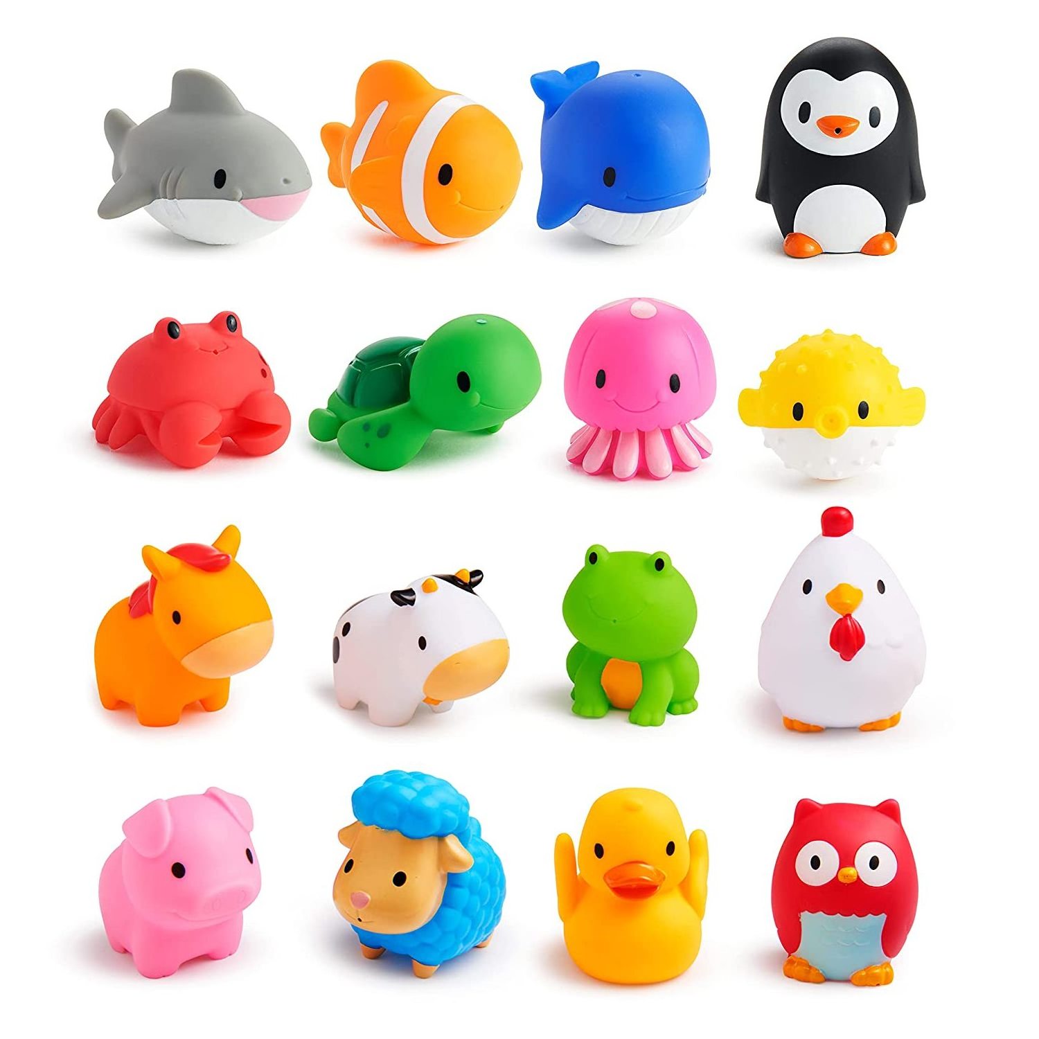 BPA Mold Free Rubber Bath Toy Animal Child Baby Bathtub Water Squirter Bath Toy No Hole Mould Set Toddler Sea Animal Bath Toy