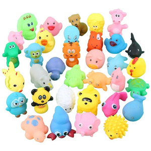 Bulk Cartoon Child Rubber Bath Toy Animal Toddler Baby Bathtub Squirter No Hole Mold Free Bathroom Shower Sea Animal Bath Toy