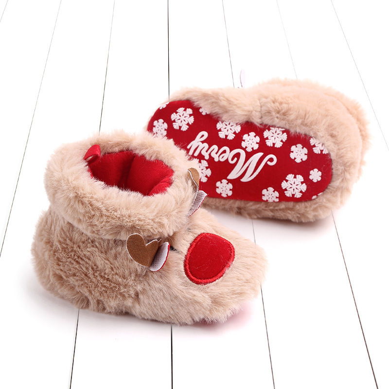 baby deer Christmas toddler shoes soft soled walking shoes baby fur shoes