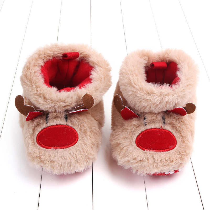 baby deer Christmas toddler shoes soft soled walking shoes baby fur shoes