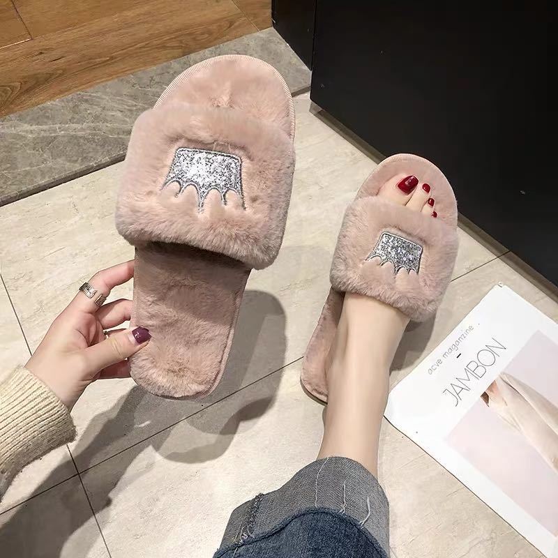 Slippers Women 2023 Women Fur Slippers Winter Shoes Big Size Home Slipper Plush Pantufa Women Indoor Warm Fluffy Cotton Shoes