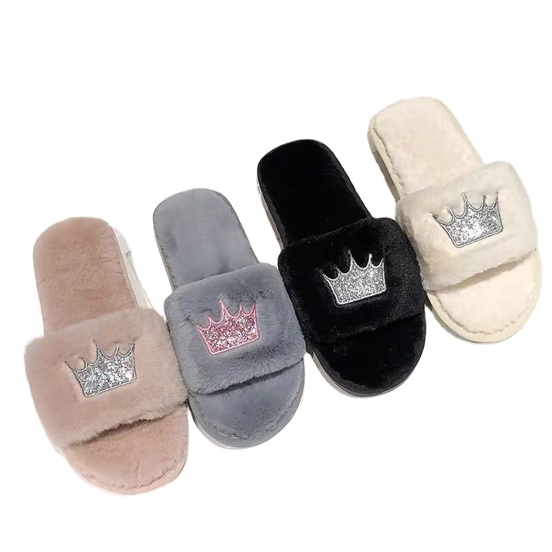 Slippers Women 2023 Women Fur Slippers Winter Shoes Big Size Home Slipper Plush Pantufa Women Indoor Warm Fluffy Cotton Shoes