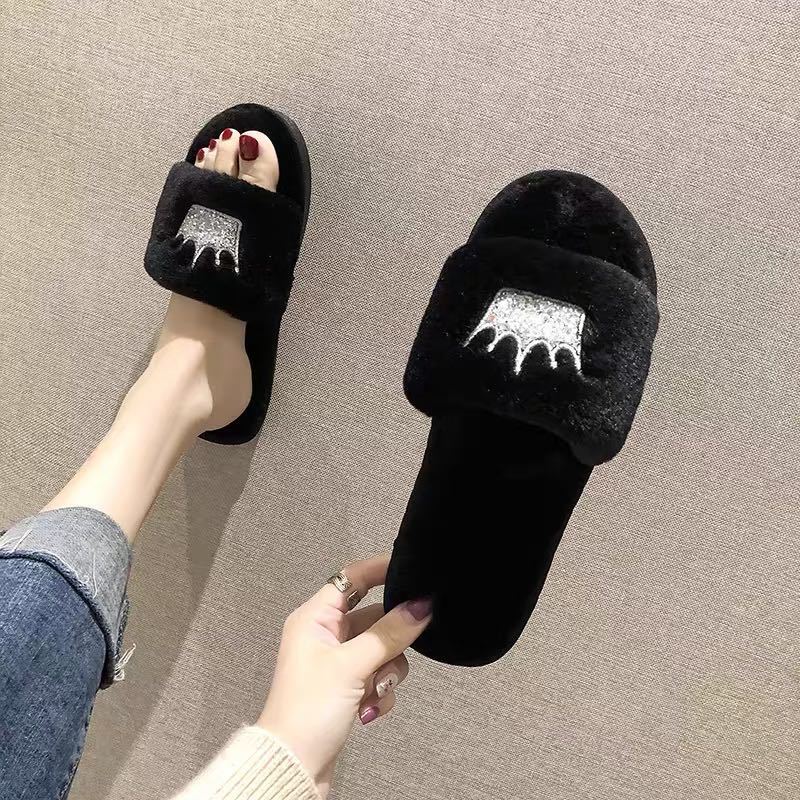 Slippers Women 2023 Women Fur Slippers Winter Shoes Big Size Home Slipper Plush Pantufa Women Indoor Warm Fluffy Cotton Shoes