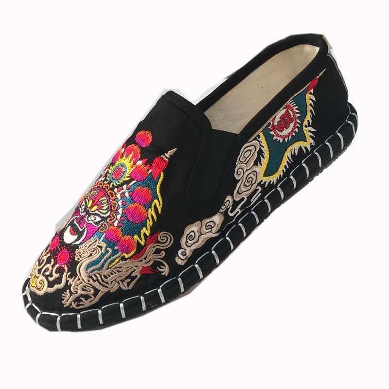 hand made Chinese embroidery cotton canvas fashion walking shoes for women slip-on mens shilppers lovers shoes