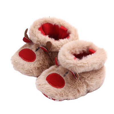 baby deer Christmas toddler shoes soft soled walking shoes baby fur shoes