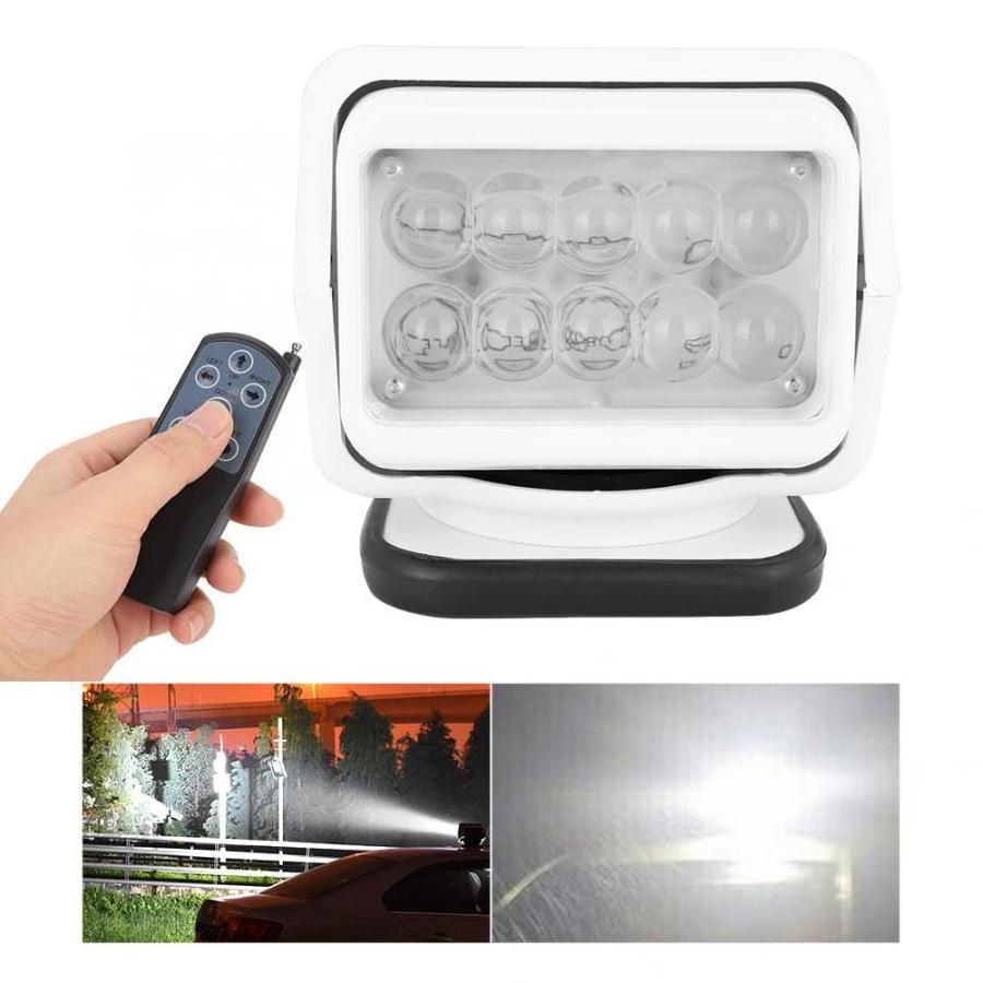 50W LED Search Light 360 Degree LED Rotating Remote Control Work Light with Magnetic Base for SUV Boat Home Security Protection