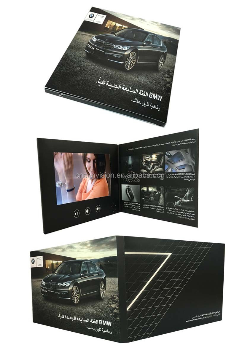 2021 flocking softcovefr 4.3 inch HD screen invitation lcd video brochure business card video flyer  for marketing